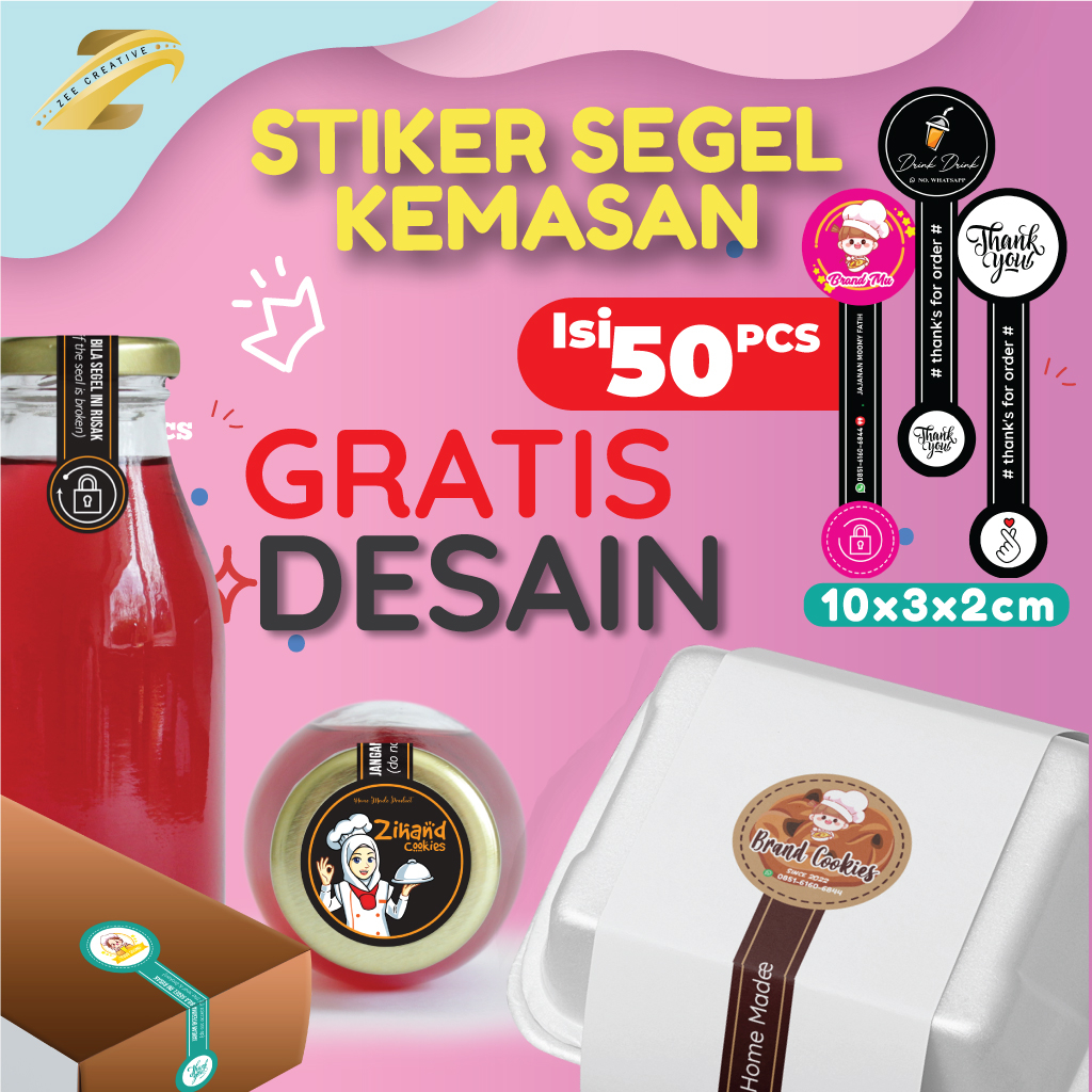

Stiker Segel Botol Minuman Kemasan Makanan Toples Box Cookies Bungkus Brownies Kue Kering Dus Hamper