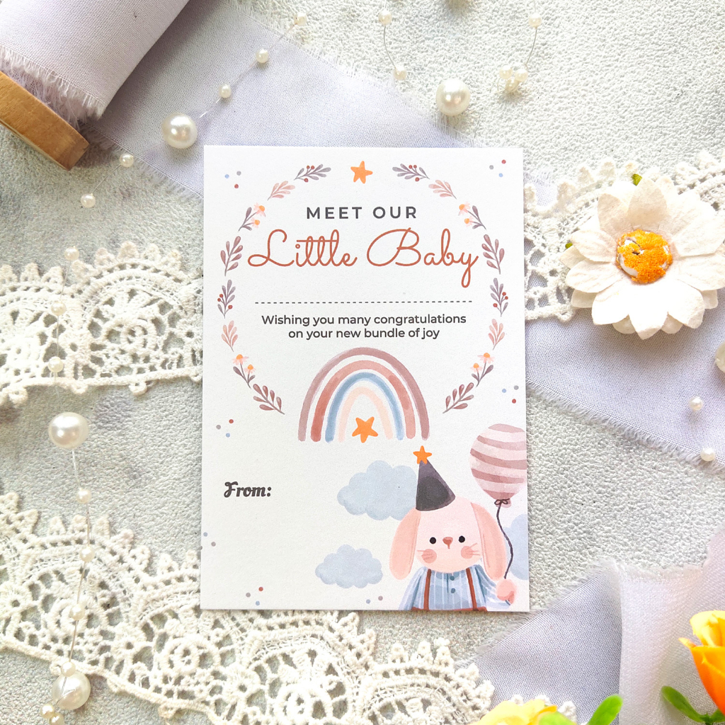 Kartu ucapan Baby Born Hello baby welcome to the world congratulation lahiran bayi greeting card / hampers / blank card isi10 pcs / lembar 10 x 7 cm