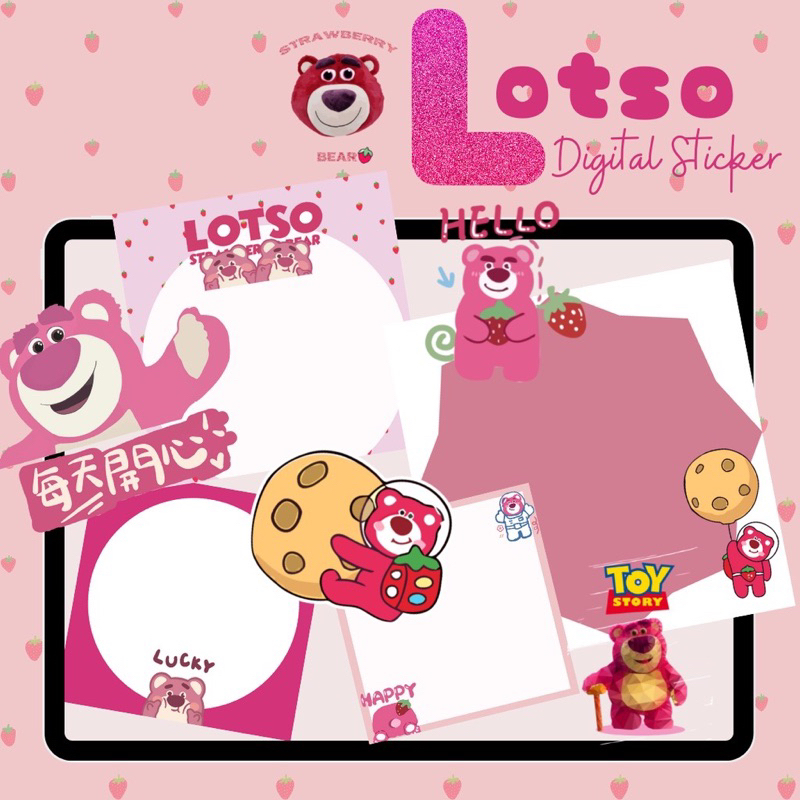 

Sticker Digital Cute Colorful / Lotso Digital Sticker and memopad for Goodnotes, Notability