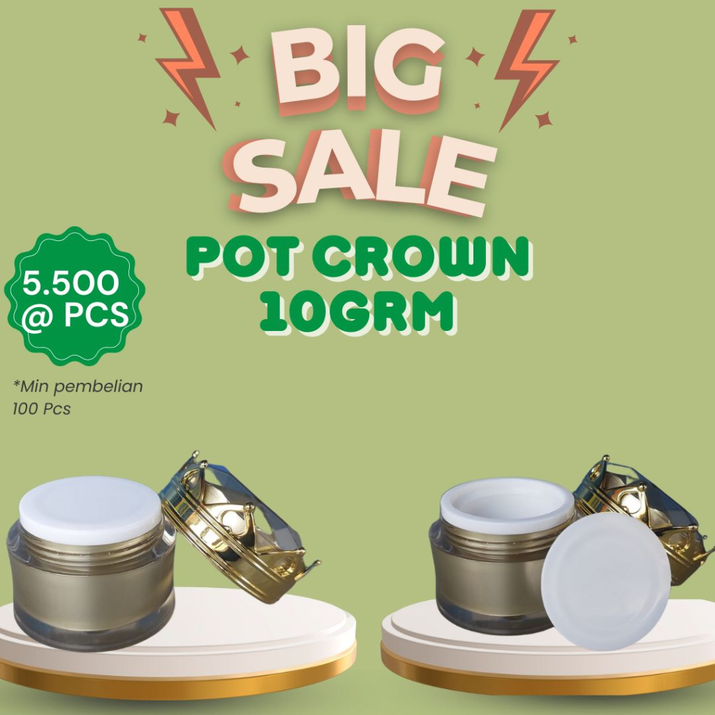 Pot Cream 10Gr Acrylic Mahkota / Pot Cream 10Gr Crown /Pot Wadah Cream ( / 100 pcs )