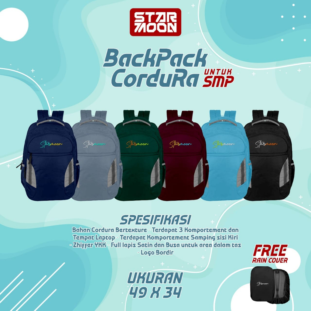 Tas Anak SMP Starmoon Cordura Cewek Cowok Unisex