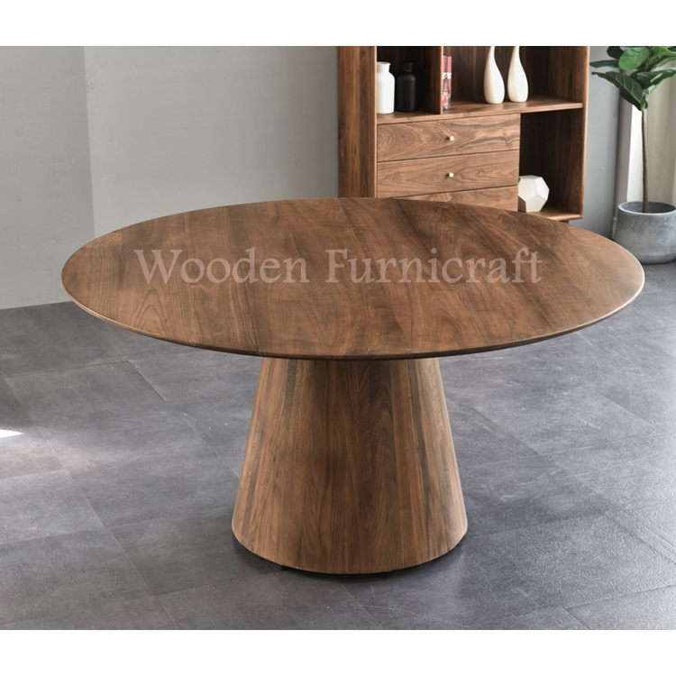 Meja Makan Bundar Kayu Jati Perhutani Furniture