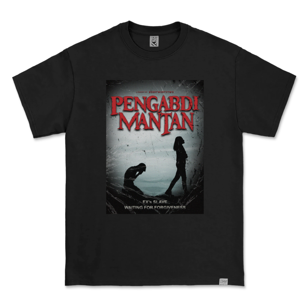 Kaos Distro Parodi Zerotwentytwo T-Shirt Pengabdi Mantan Black | Kaos Pria Parody Plesetan Lucu