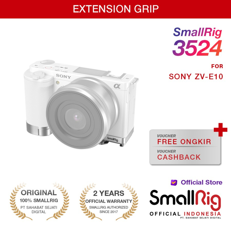 SmallRig Extension Grip for Sony ZV-E10 (Silver) 3524