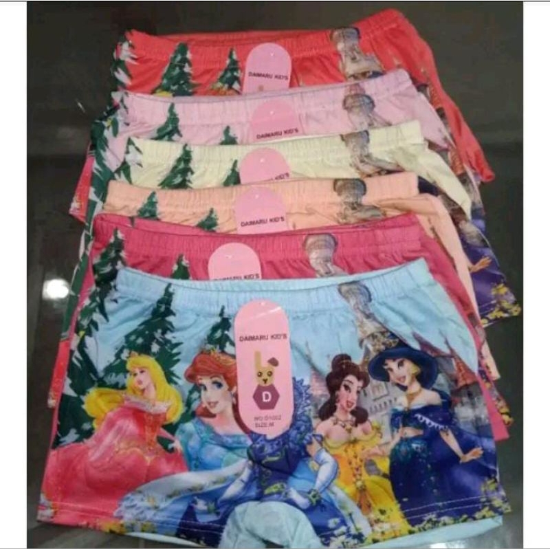 3 Pcs CD Boxer Anak Perempuan Motif Princess / Celana Boxer Anak Cewek
