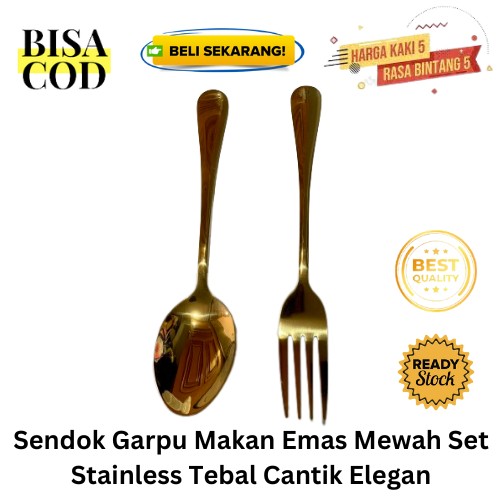 [BISA COD] PROMO Sendok Garpu Makan Emas Mewah Set Stainless Tebal Cantik Elegan Sendok Garpu Set Se