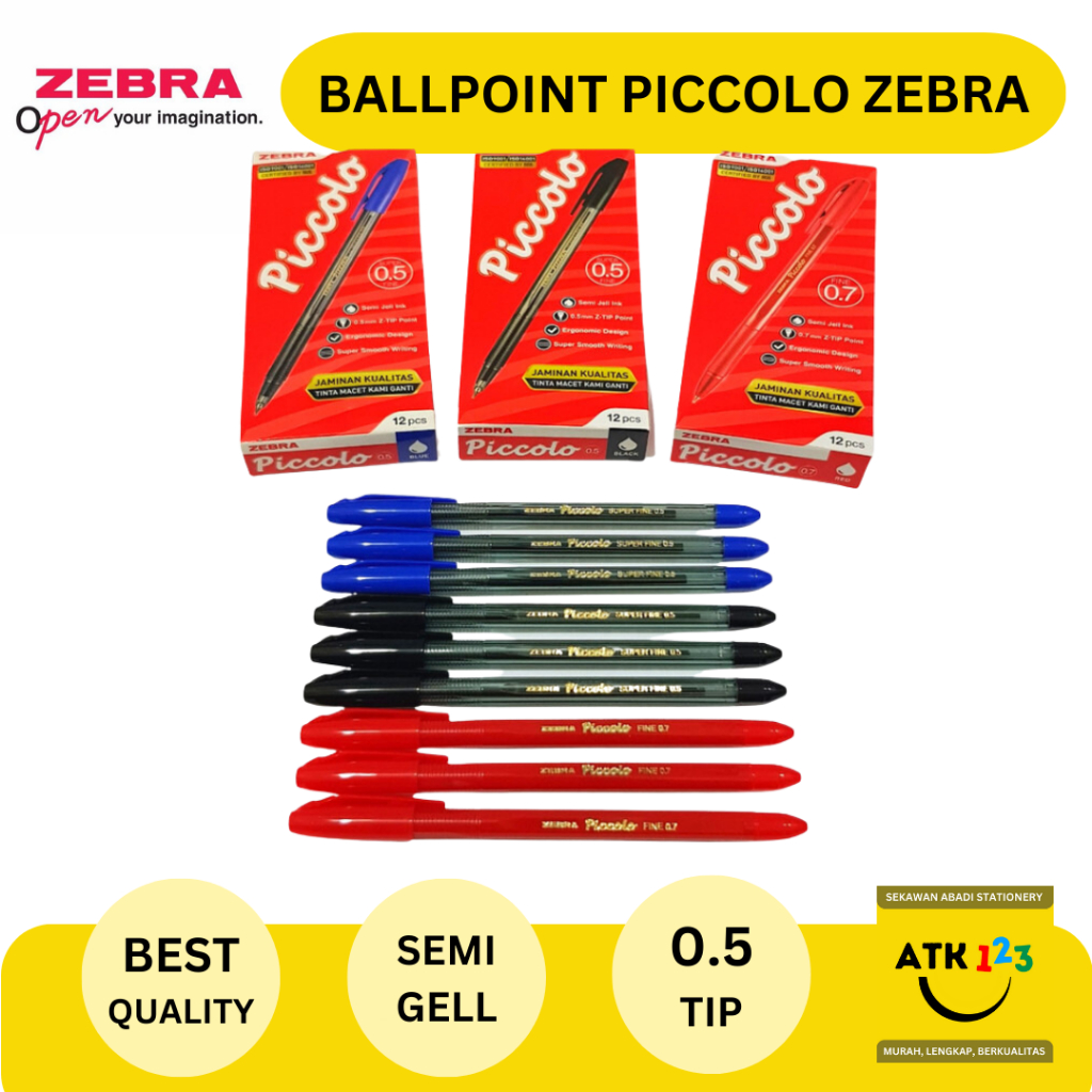 

Ballpoint / Bolpen / Pulpen Merk Zebra Piccolo Fine Tip 0.7 & 0.5
