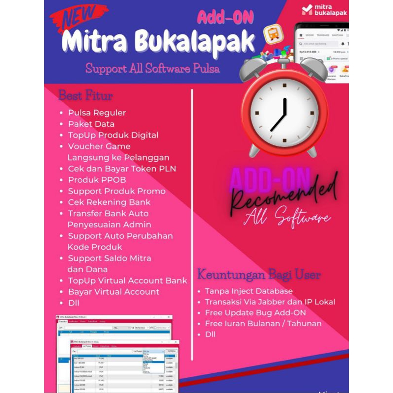 Addon Mitra BL support semua software pulsa