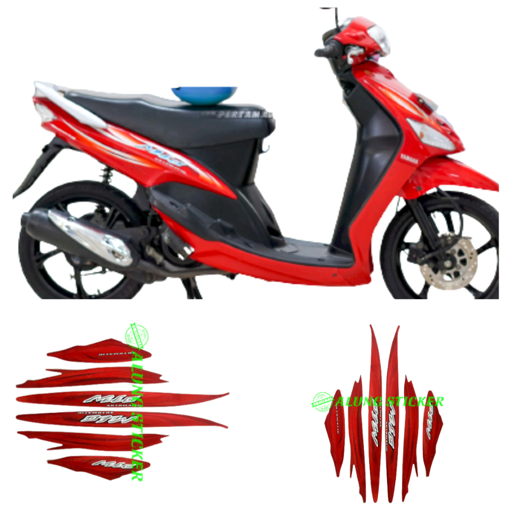 STIKER STRIPING LIS BODY MOTOR MIO SPORTY STD 2007 FULL MERAH