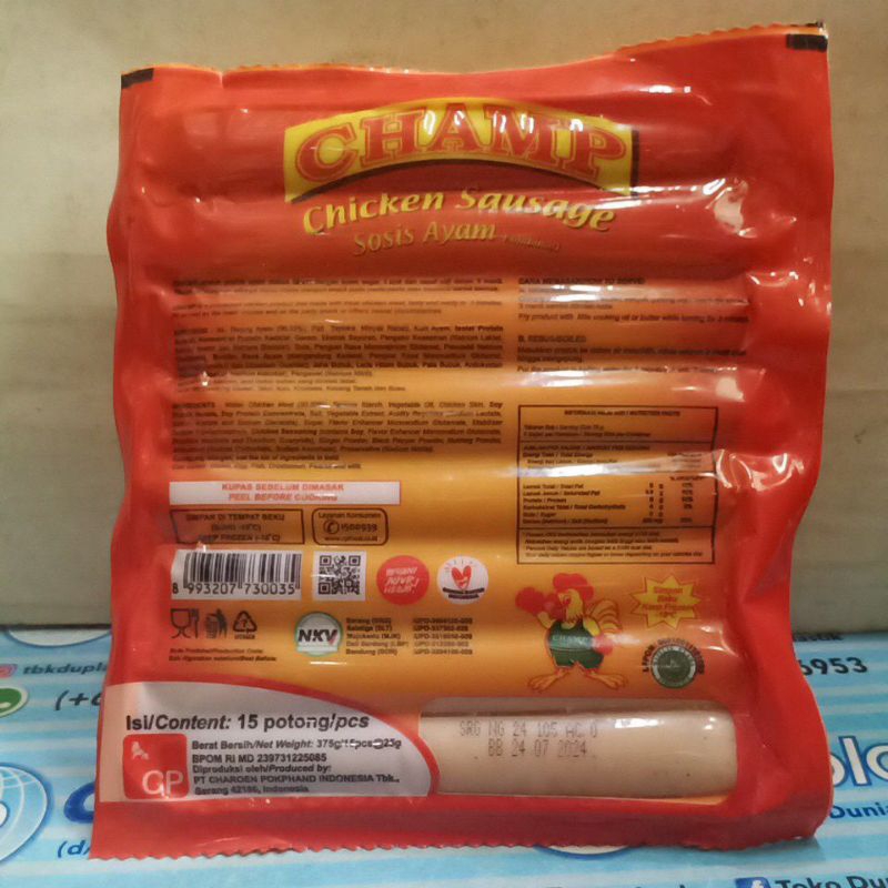 

Sosis Champ Chicken Sausage / Sosis Ayam Kombinasi 375 gr isi 15 pcs