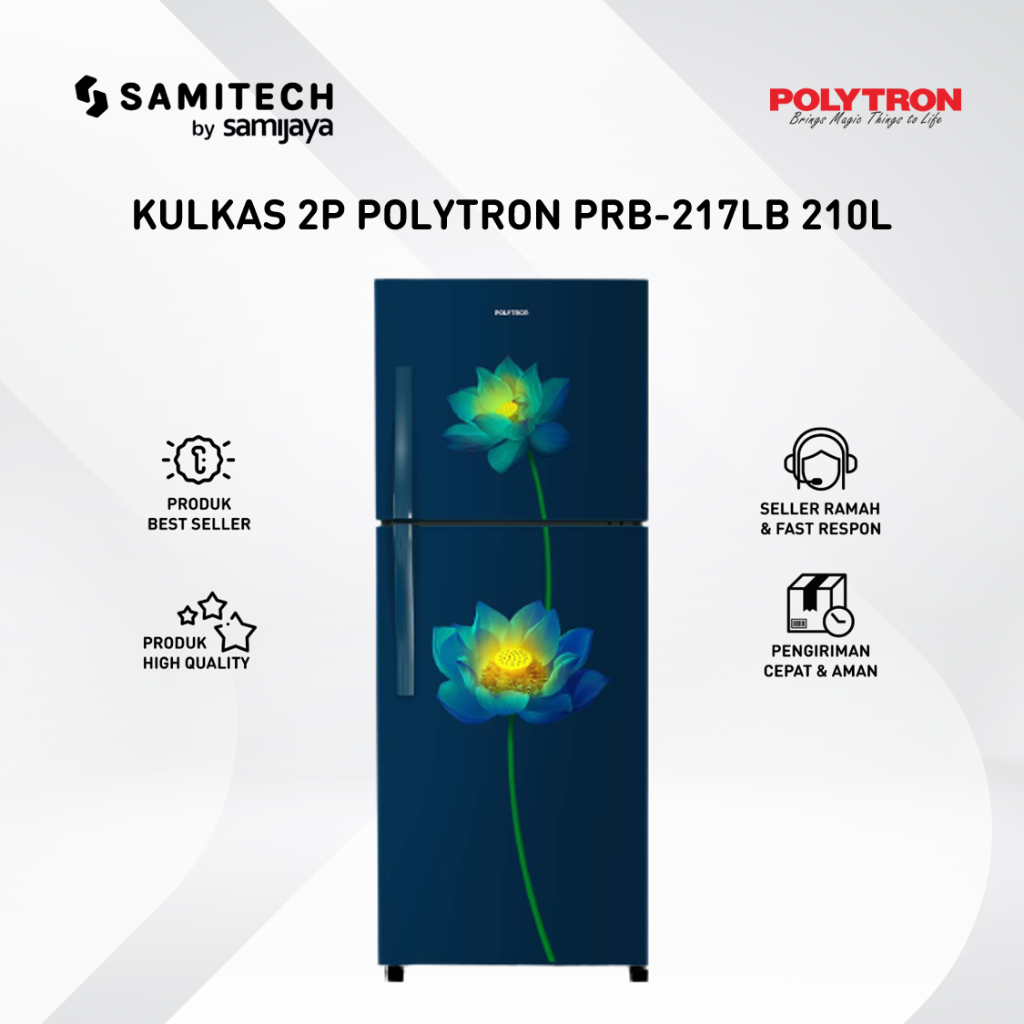 KULKAS 2 PINTU POLYTRON PRB-217 LB / PRB 217LB BLUE LOTUS 210 LITER BERGARANSI