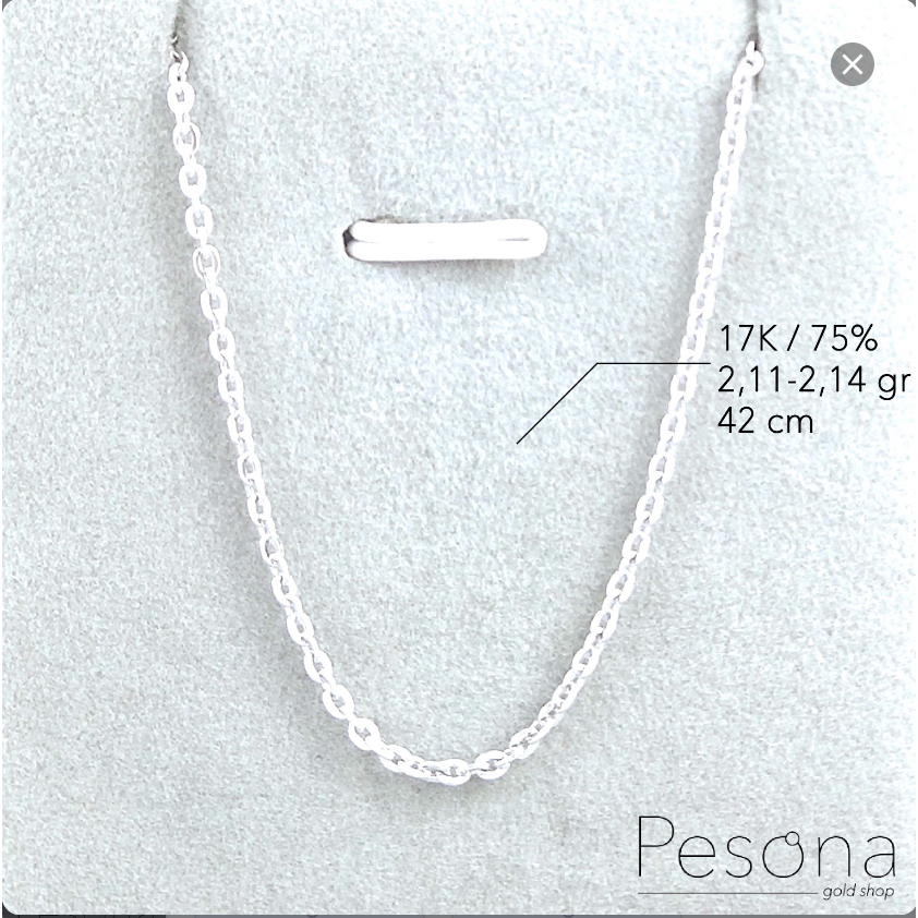 KALUNG EMAS PUTIH MODEL RANTAI NORI 42 cm | 17K | 2,11 gram