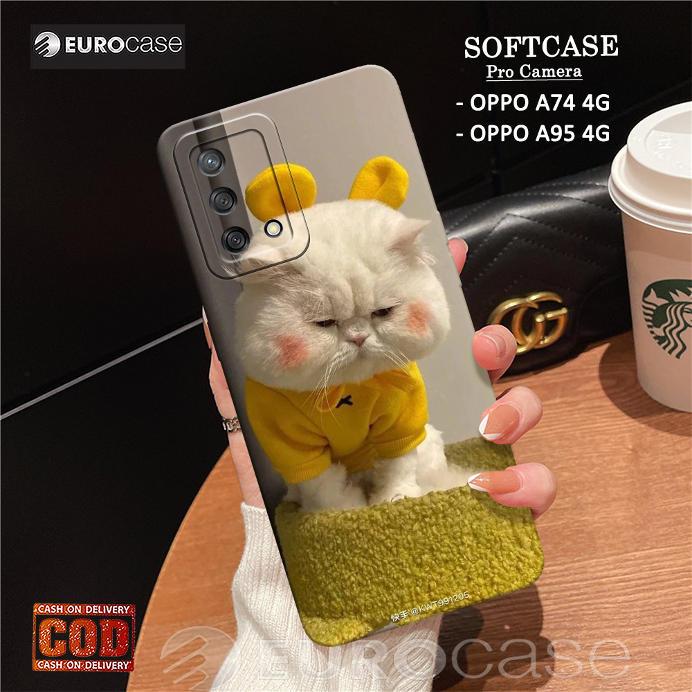Casing Hp Oppo A74 4G / A95 4G - Fashion Case Kucing - Soft Case Hp Oppo A74 4G / A95 4G - Kesing Hp