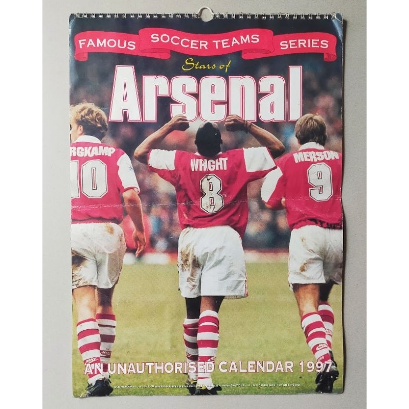 Kalender Dinding ARSENAL Original 1997 - David Seaman, Ian Wright, Dennis Bergkamp