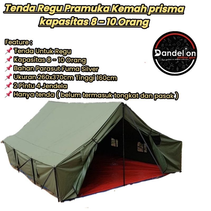 Tenda Regu Pramuka Kemah prisma kapasitas 8 - 10 Orang