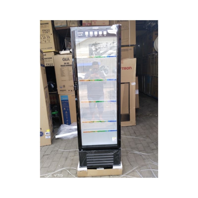 Sanken Showcase Display Cooler SRS-288V-BK 270L Inverter 5 Rak