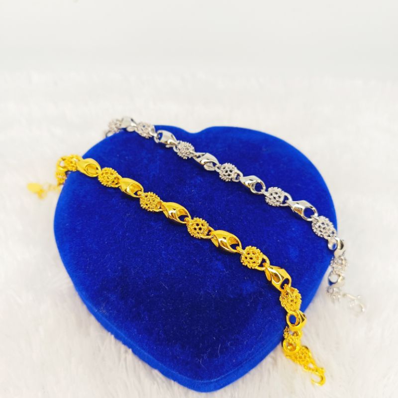 Gelang Tangan Persia Bola Motif Gold & Silver Lapis Emas Kode 999 Perhiasan Fashion Mewah