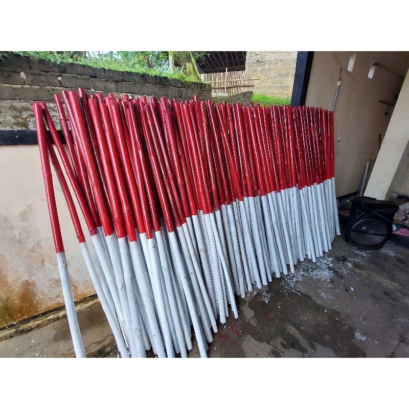 Tongkat Pramuka 160cm Merah Putih Polos Tongkat Toya Bambu Pramuka Tongkat Bambu Diameter 3-5cm SD S