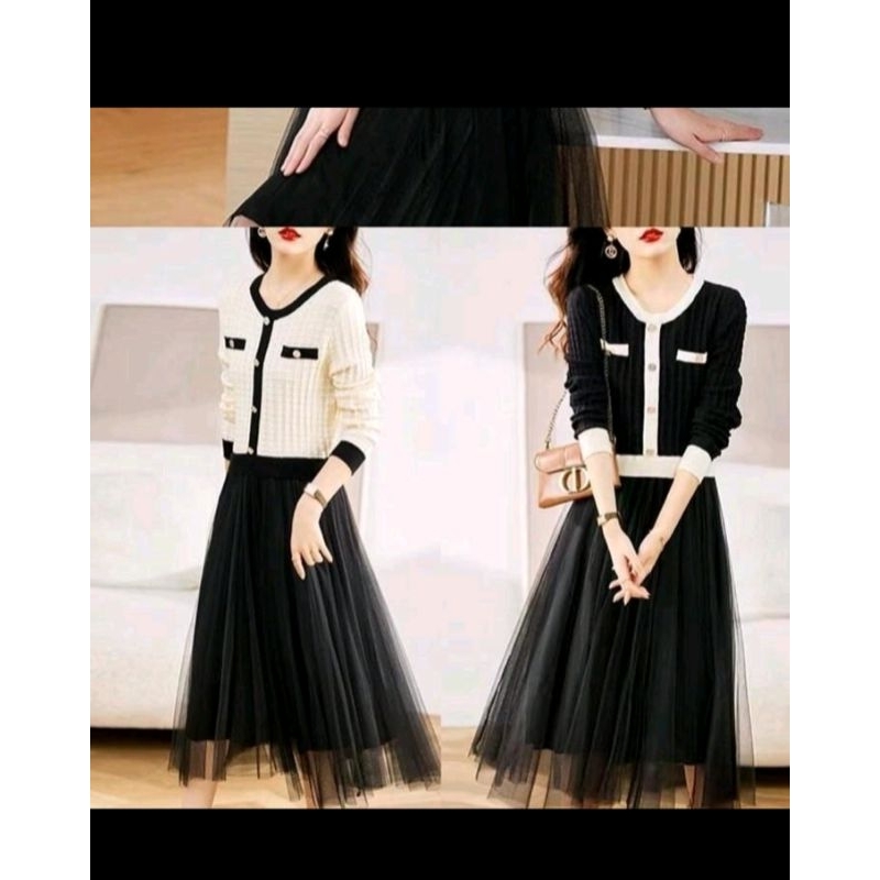 DRESS RAJUT KOMBINASI TILE BKK