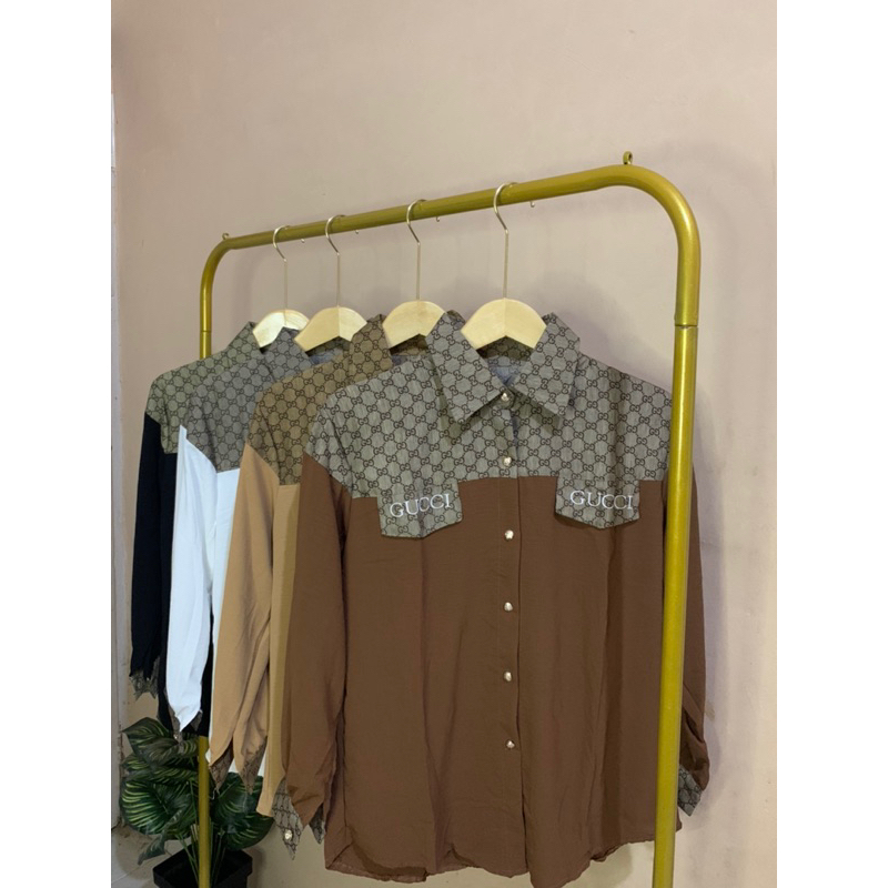 kemeja slik bordir bahan linen mix crinkle