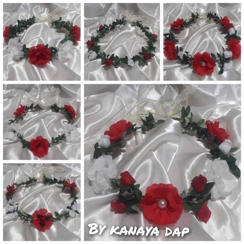 FLOWER CROWN BANDO MAHKOTA BUNGA EDISI MERAH PUTIH