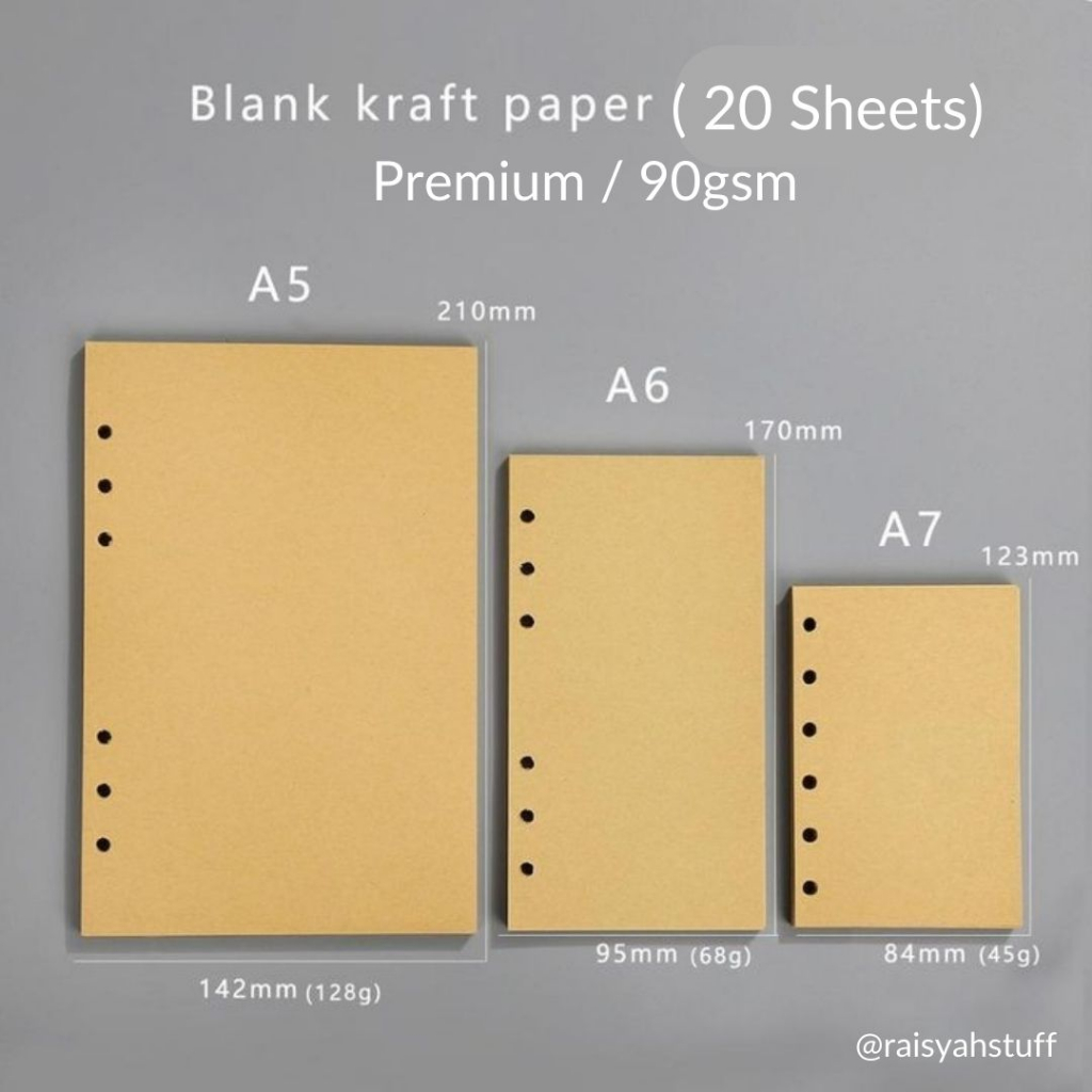 

KERTAS BINDER A5 A6 A7 [6 LUBANG] - KRAFT PAPER PREMIUM - LOOSE LEAF 6 HOLES
