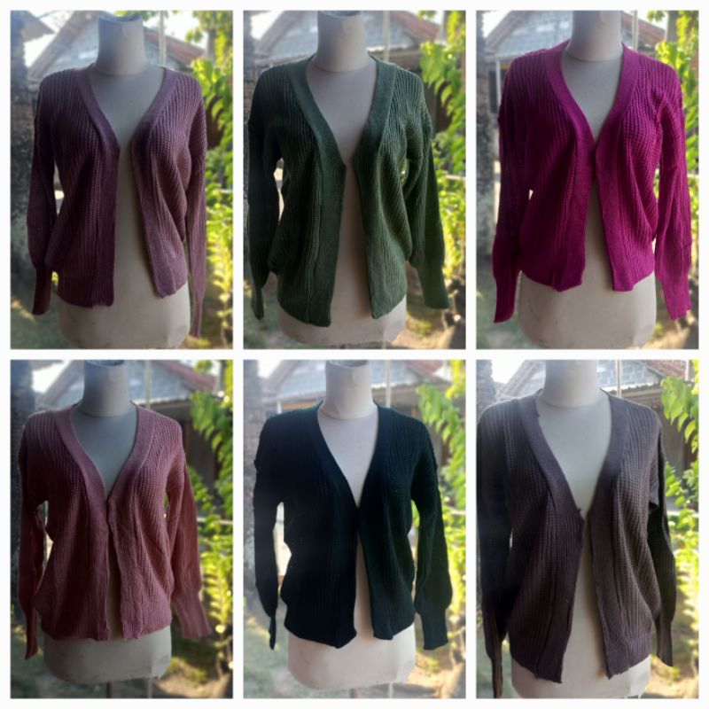 sweater rajut crop lengan balon