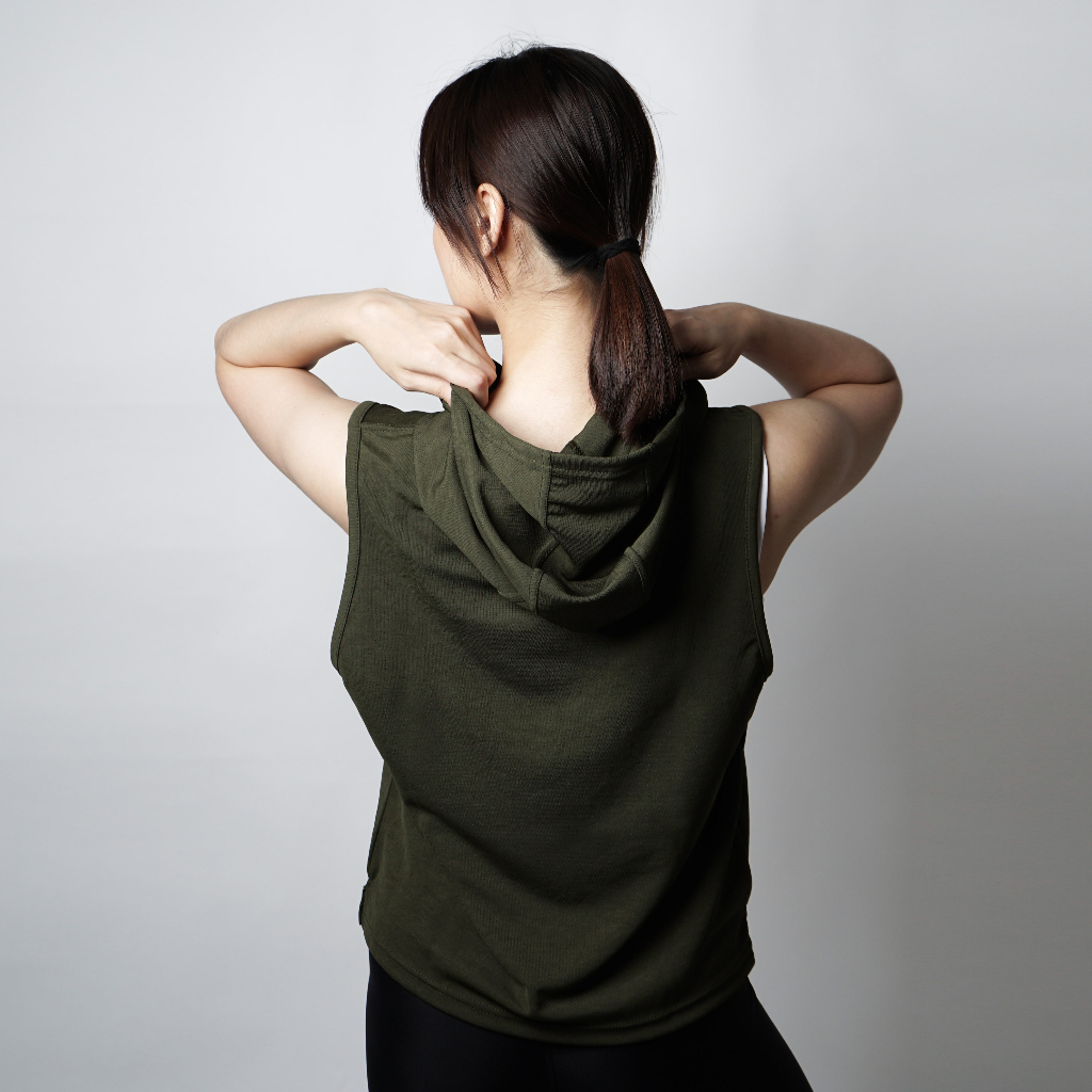 DONSON Sportswear Hoodie Sleeveless Wanita Tanpa Lengan Extra Fine Polyester Jumbo Warna Army