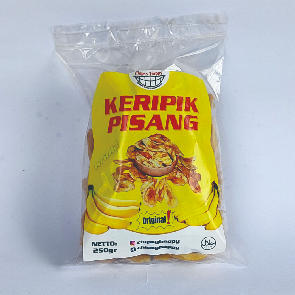 

[Chipsy Happy] Keripik Pisang Kepok / Banana Chips kemasan 250gram Manis Renyah