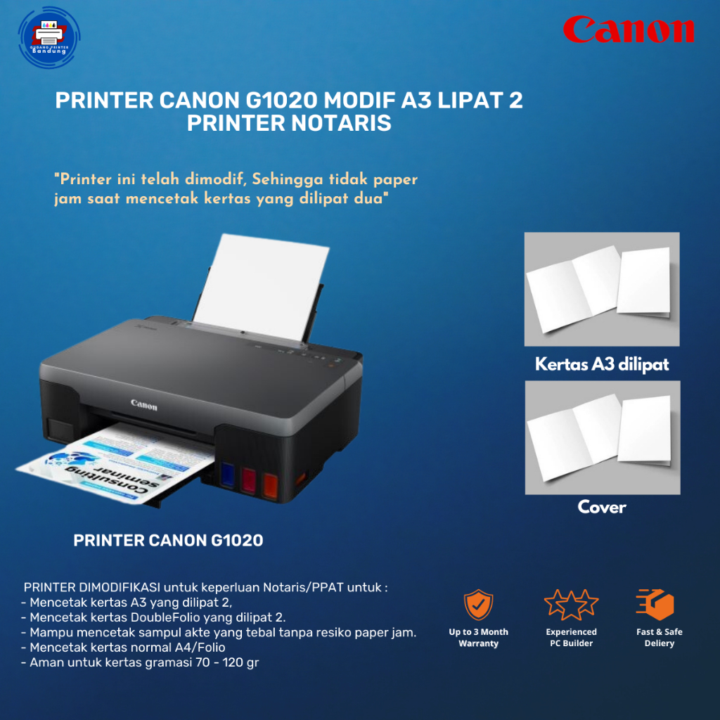 Printer Canon Untuk Notaris/ PPAT (A3 LIPAT) - G1020 Original Infus Pabrik