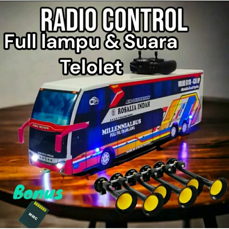 MINIATUR BUS BASURI ROSALIA INDAH SDD REMOT CONTROL  DAN BASURI