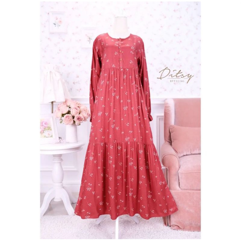 Emmeline Brickred Nightgown size L Daster Gamis Ditsy Juli 2023