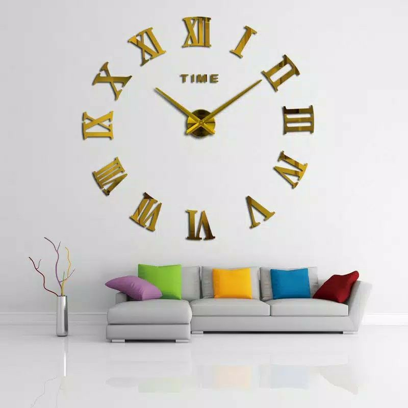 Hiasan dinding Jam dinding unik 150CM Hitam Gold Jam dinding jumbo jam minimalis DIY jam besar