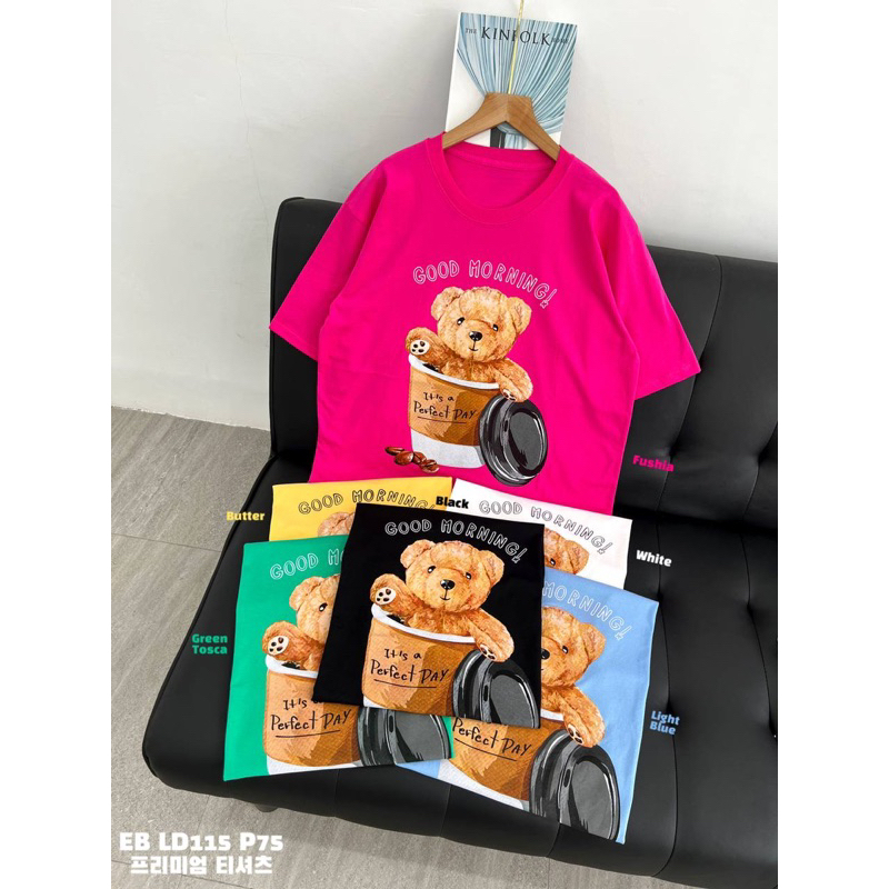 VIOLET GROUP GOOD MORNING BEAR OVERSIZED TEE SHIRT TSHIRT KAOS KAUS PREMIUM JUMBO GEDE BESAR