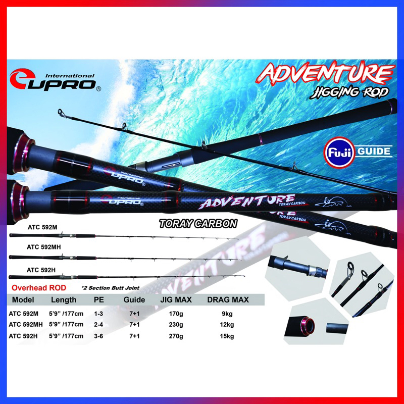 JORAN PANCING EUPRO ADVENTURE ATS/ATC 592M-592MH-592H SPIN-OH JIGGING ROD