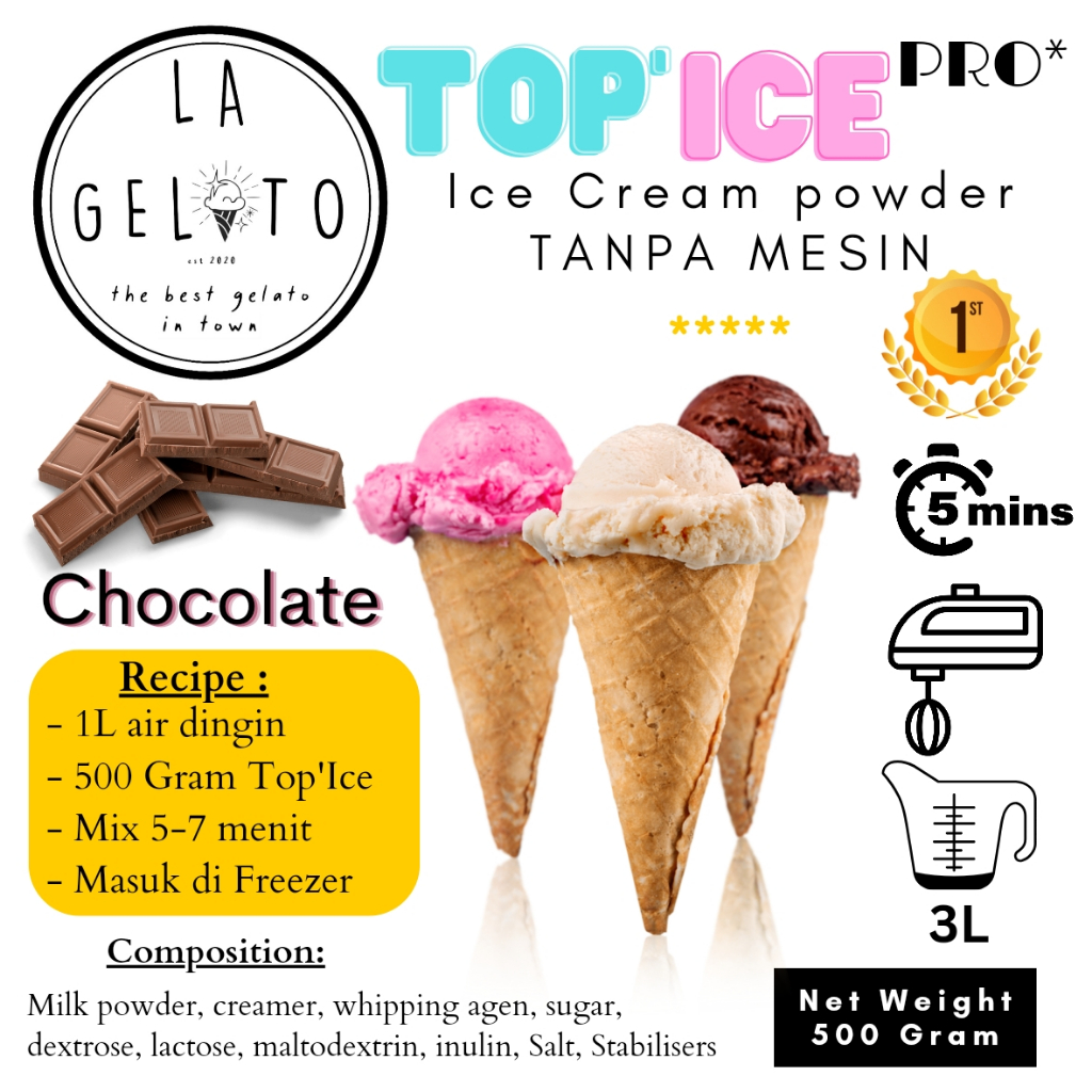 

Bubuk Es krim Top ice tanpa mesin aneka rasa 500gr