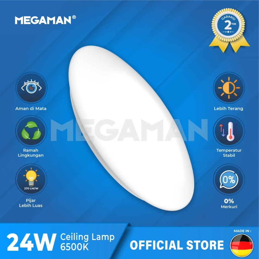Lampu Ceiling LED MEGAMAN MXL1045 24W 6500K (Cahaya Putih/Daylight) Bulat Garansi 1 Tahun
