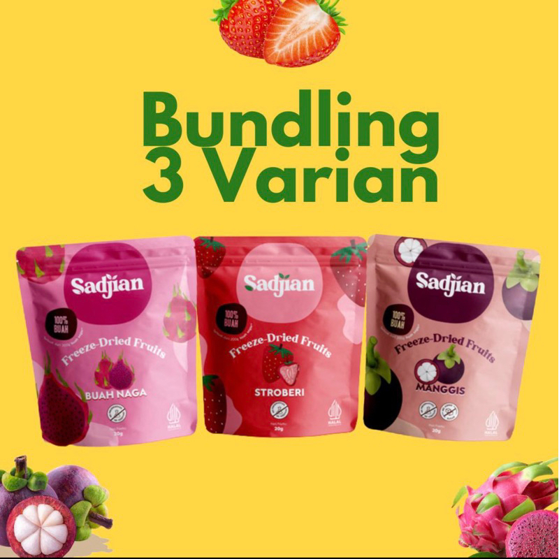 

Paket Mix 3 Varian Freeze Dried Fruit (Stroberi, Manggis, Buah Naga) - Lebih Hemat