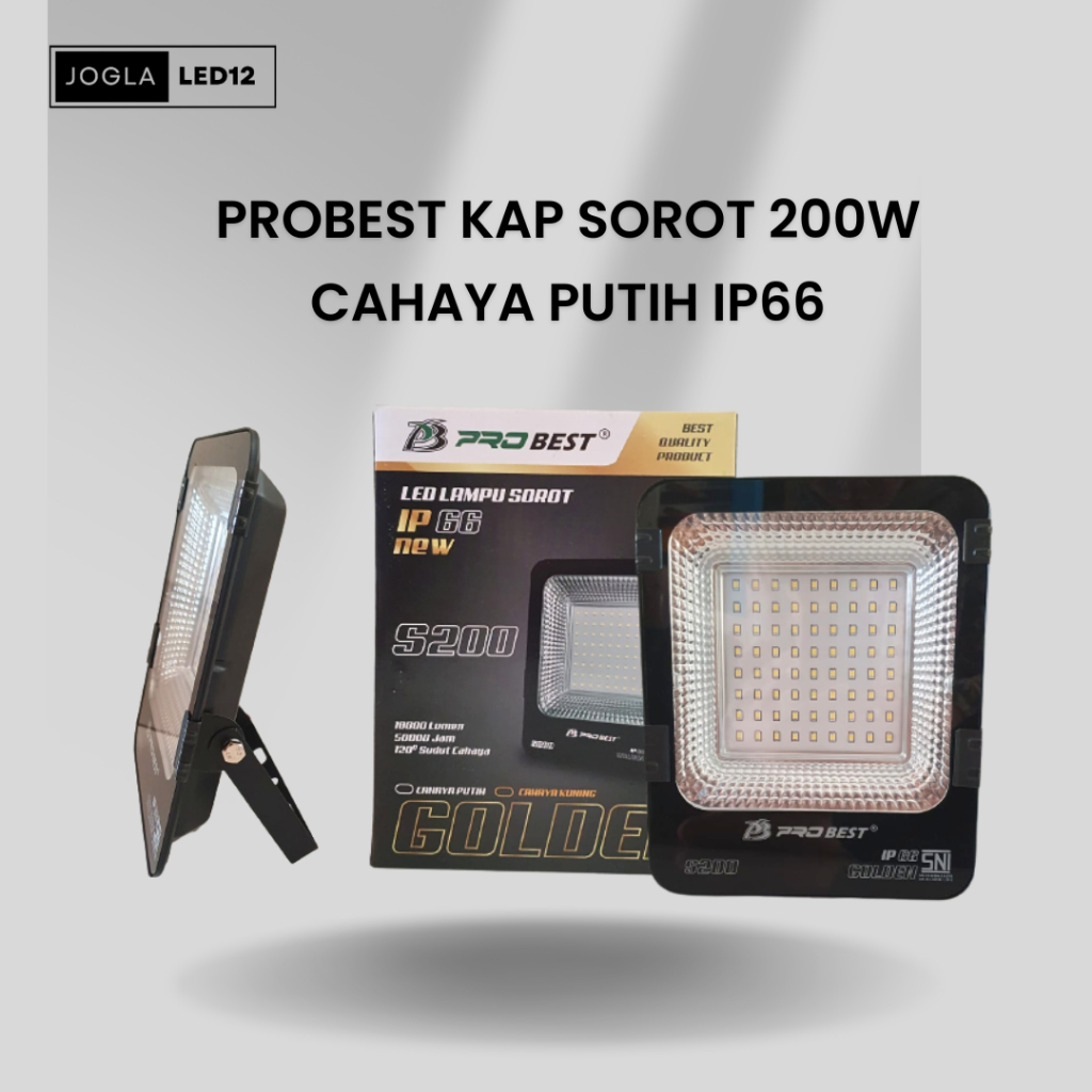 Lampu LED Sorot 200 Watt Cahaya Putih IP66