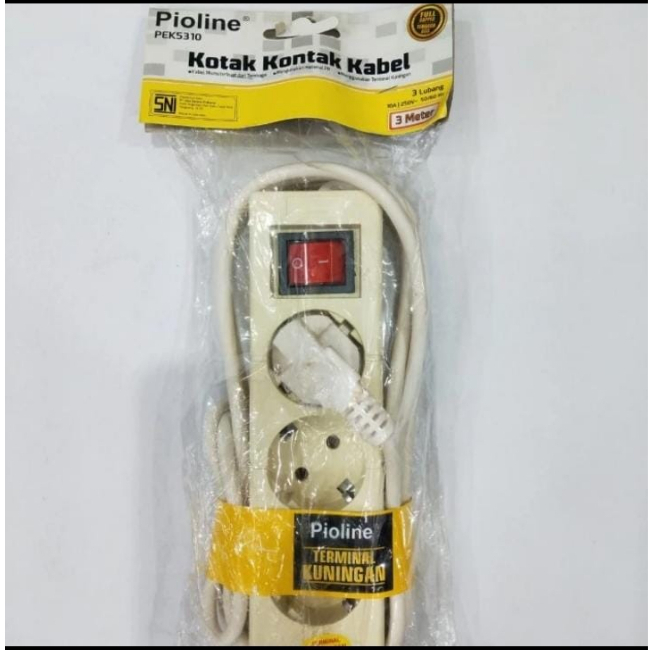 Cok sambung PIOLIN/Kabel sambung 3 lubang/ Stopkontak 3 lubang 3 Meter