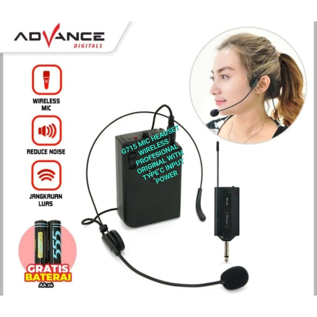 G715 MIC HEADSET WIRELESS PROFESIONAL ORIGINAL MIC WIRELES SINGLE BANDO KLIP CLIP ON MIK WIRELESS MI