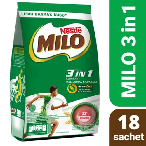 

Milo 3in1 612gr BAG (18 sachet)