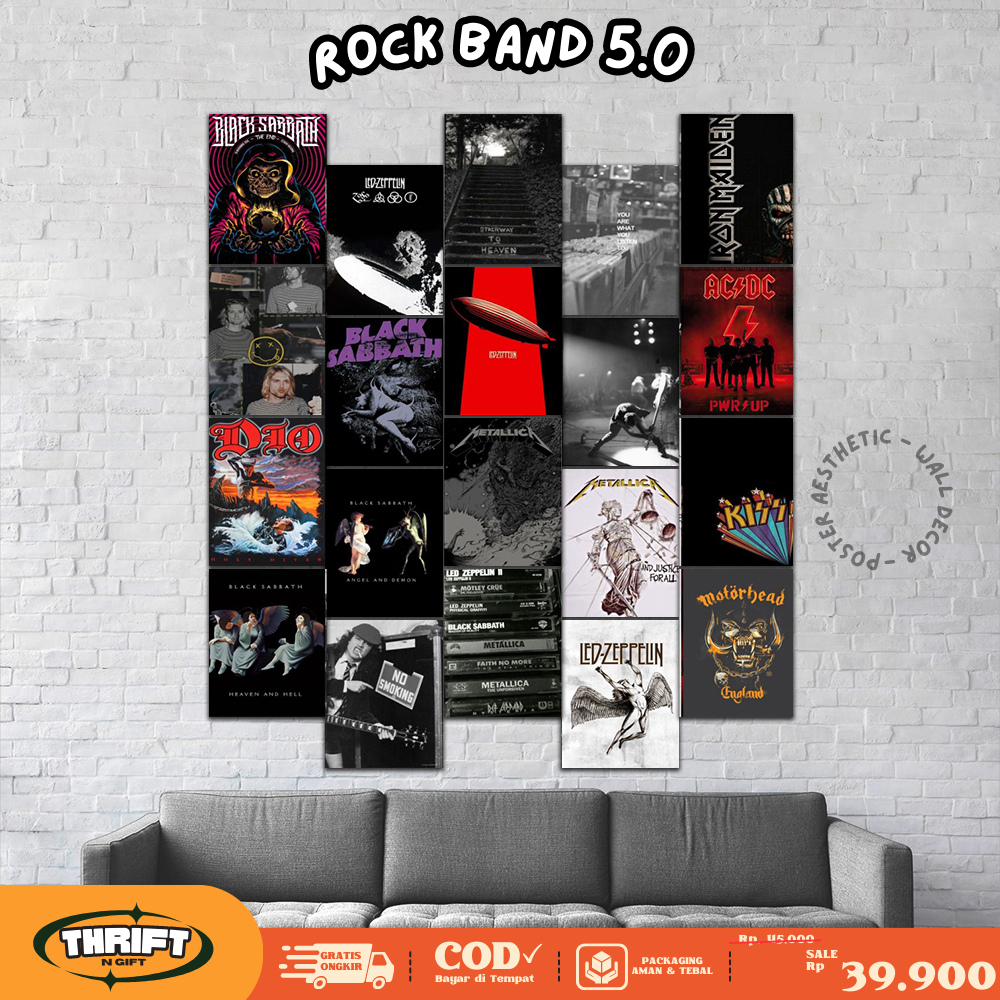 Dekorasi Kamar Aesthetic / Poster Dinding / Poster Aesthetic Collage Wall - Tema Rock Band 5 Series 