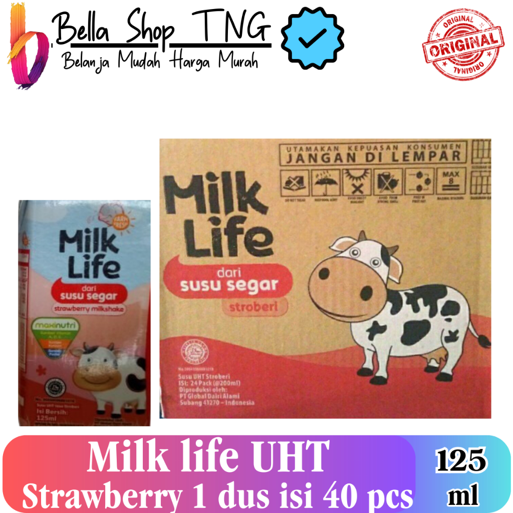 

MilkLife Classic Strawberry UHT 115 ml x 40 pcs 1 Karton Milk Life Susu Pink