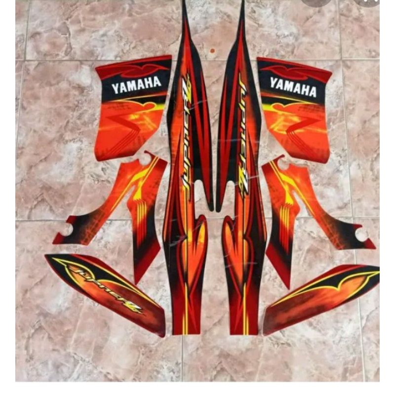 STRIPING STIKER YAMAHA JUPITER Z NEW BURHAN ORANGE HITAM