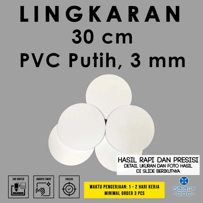 Lingkaran 30 cm - PVC Foam Board warna putih, 3 mm - Dekorasi/MDF/Triplek