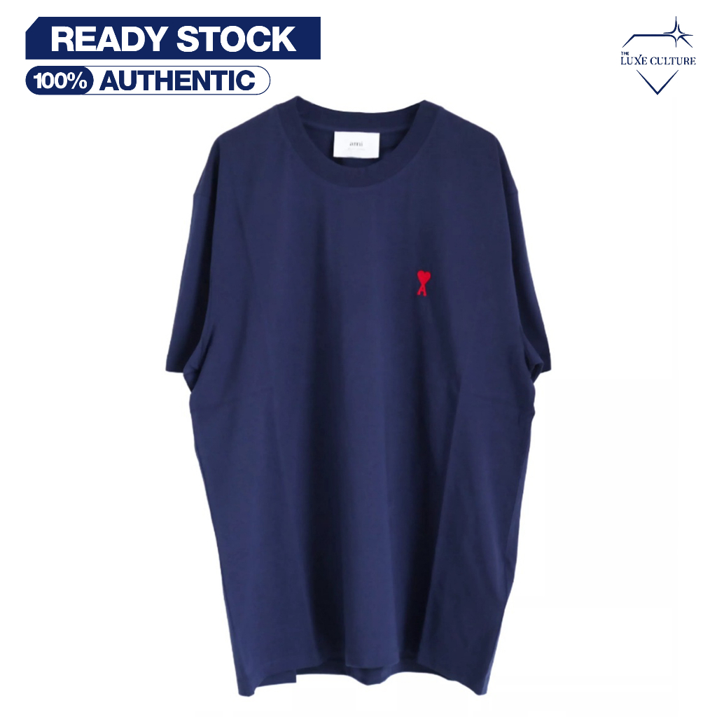 Ami Paris Small Logo Navy Red / Kaos Branded Original
