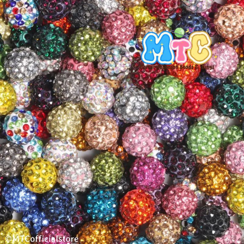 100 pcs Manik Bola Disko Mote Tanah Liat 8mm polymer clay rhinestones Beads