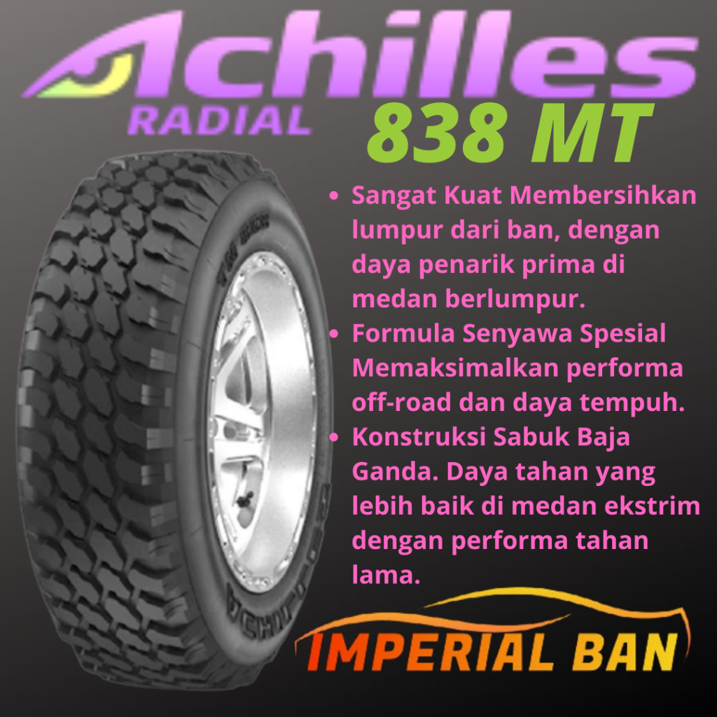 27x8.5 R14 -  Achilles 838 MT Ukuran Ban Mobil Offroad