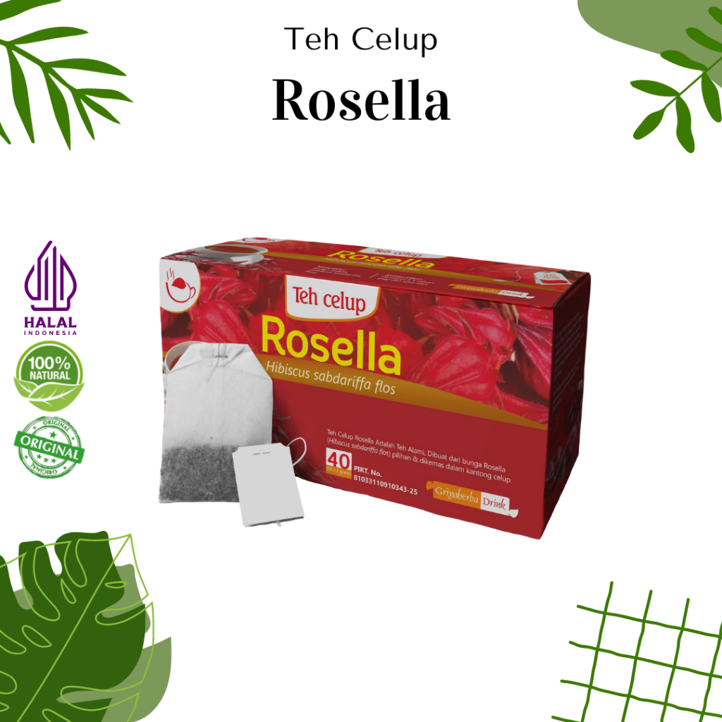 

Teh Herbal GRIYAHERBA Rosella Membantu menurunkan tekanan darah tinggi kolesterol Teh Celup Alami Halal BPOM